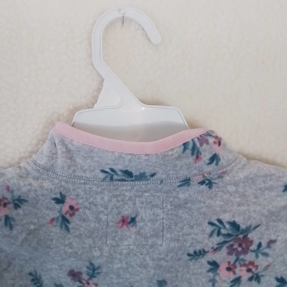 Oshkosh‎ 1/4 Zip Fleece Pullover Size 6 in Grey w/ Floral Print - Picture 10 of 11